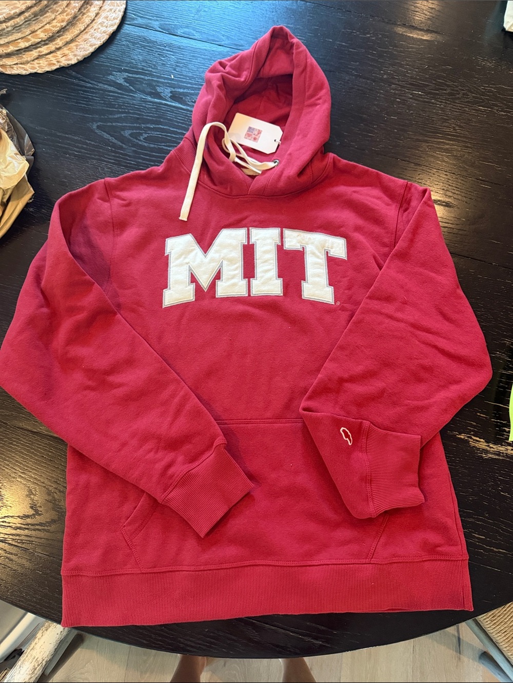 League Red MIT Hooded Sweatshirt with White Lettering